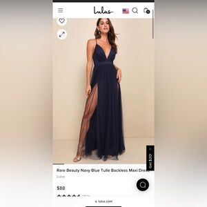 Lulus Rare Beauty Navy Blue Tulle Backless Maxi Dress